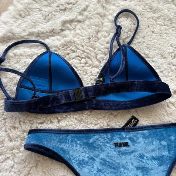 Triangl Two-Piece Velvet Neoprene Bikini Set Tootsie-Blue Moon Size XXS - Picture 10 of 12